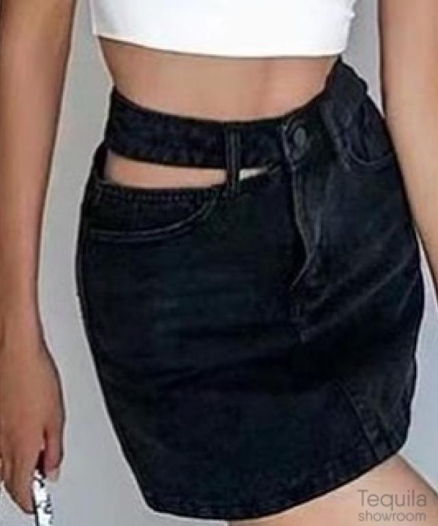 Джинсовая юбка черная